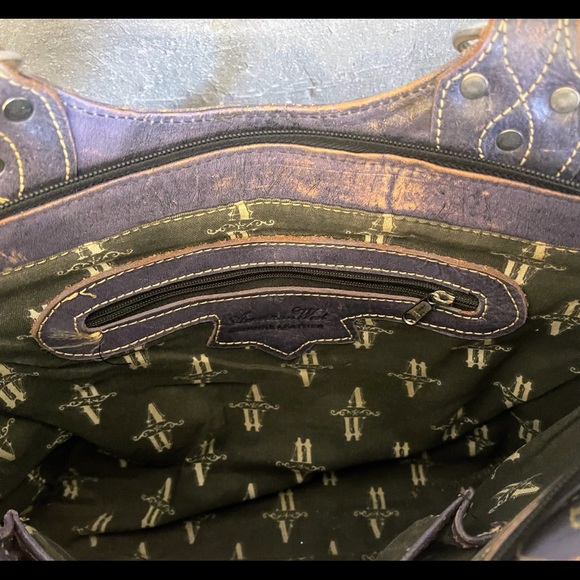 American West Tooled Leather Purse Purple - Picture 9 of 10